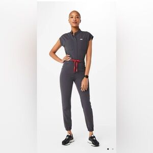 Figs Rafaela Cargo Jumpsuit Charcoal Size XS